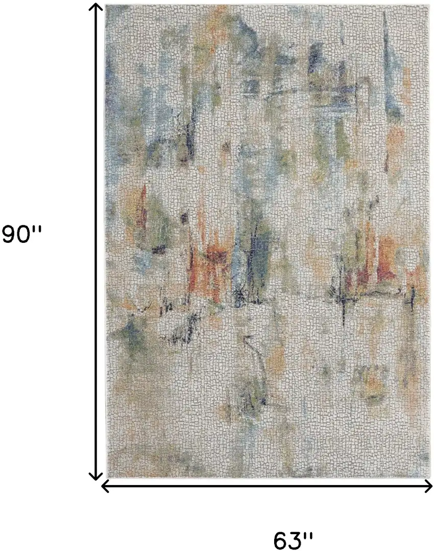 Ivory Blue and Gray Abstract Non Skid Area Rug Photo 3