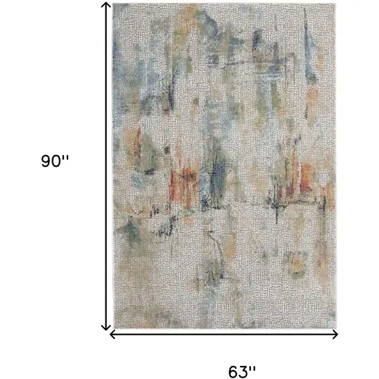 Ivory Blue and Gray Abstract Non Skid Area Rug Photo 3