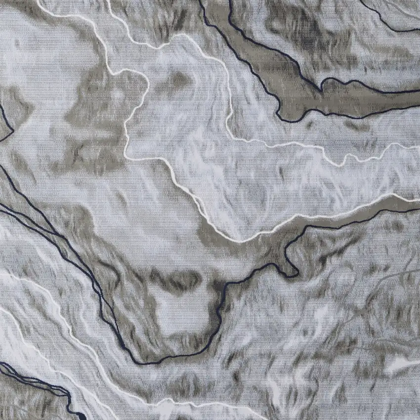 Ivory Blue and Gray Abstract Power Loom Area Rug Photo 5