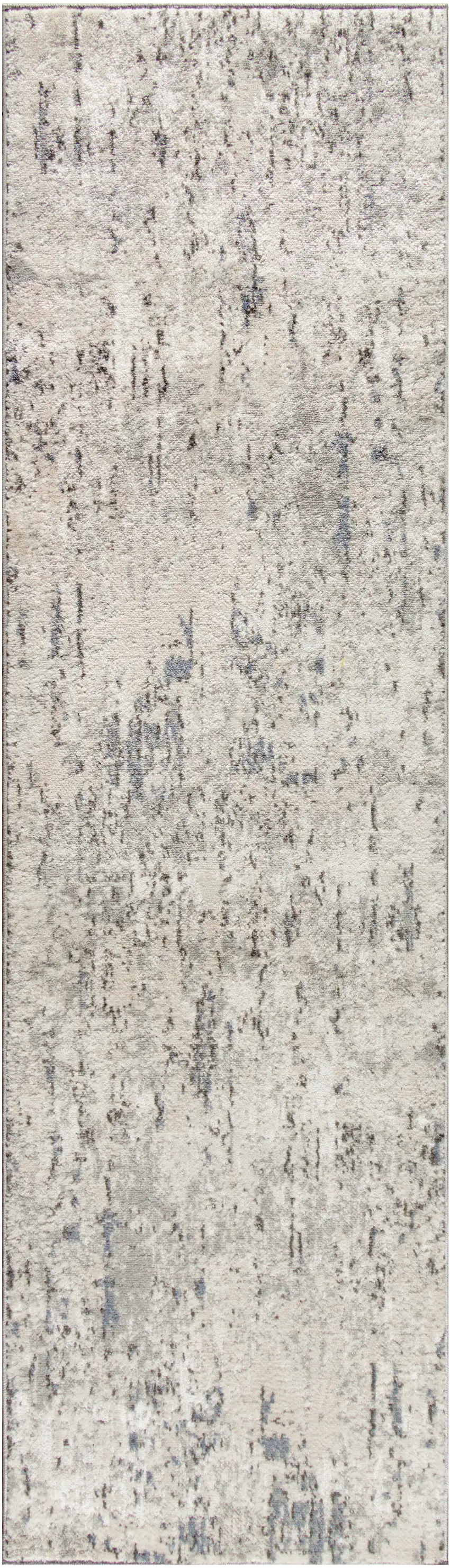 Ivory Blue and Gray Abstract Power Loom Runner Rug Photo 2