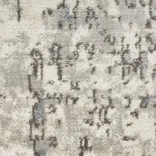 8' Ivory Blue And Gray Abstract Runner Rug Photo 4