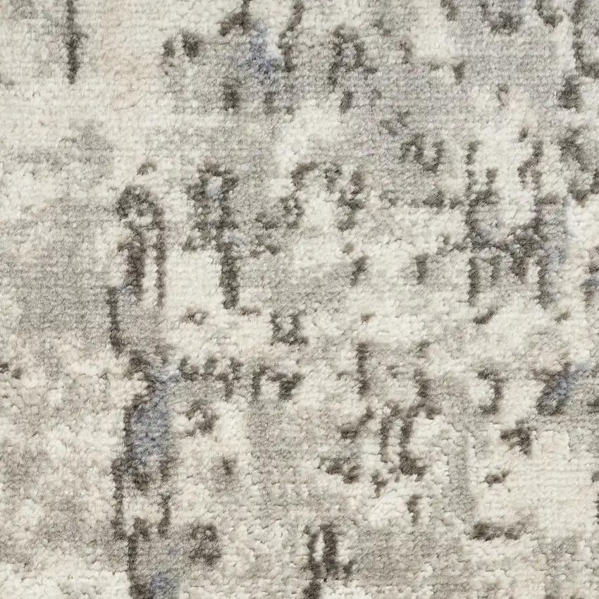 8' Ivory Blue And Gray Abstract Runner Rug Photo 4