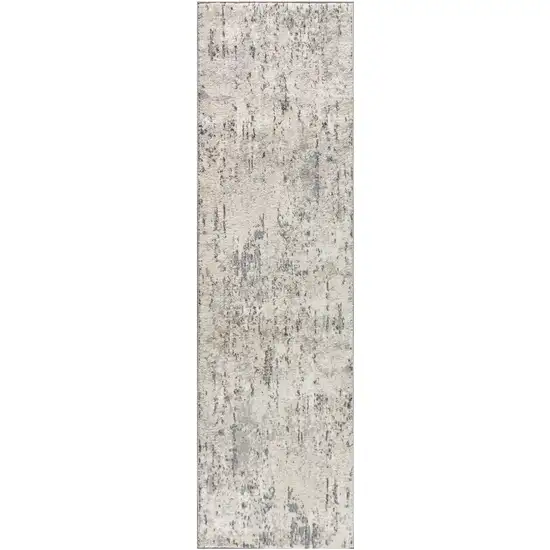 8' Ivory Blue And Gray Abstract Runner Rug Photo 2