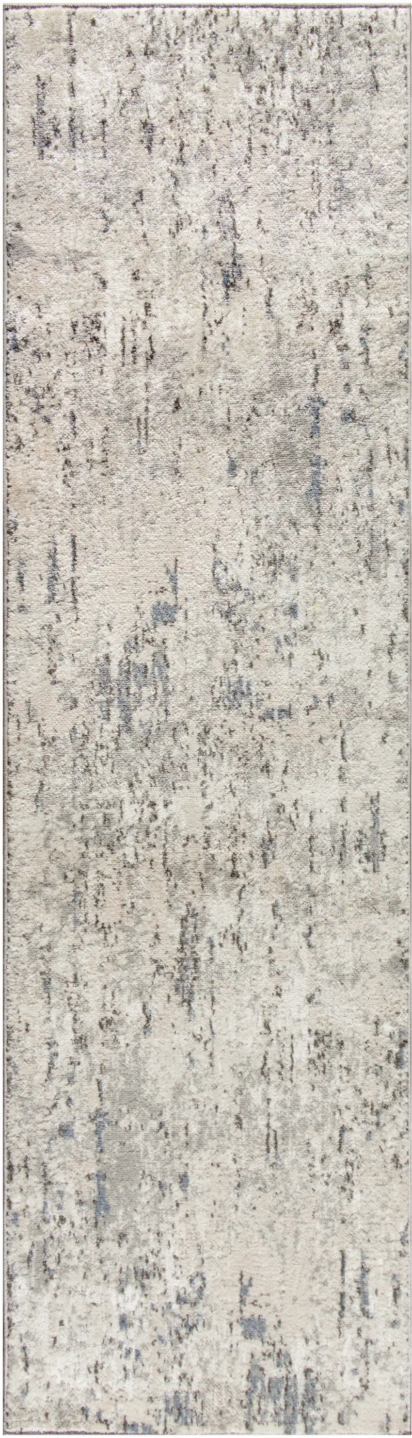 8' Ivory Blue And Gray Abstract Runner Rug Photo 2