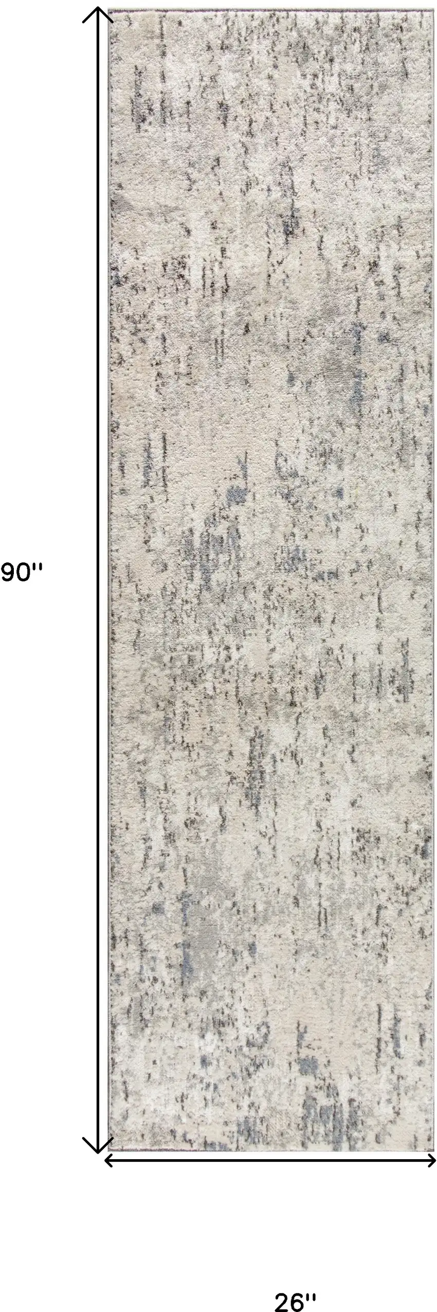 Ivory Blue and Gray Abstract Power Loom Runner Rug Photo 3