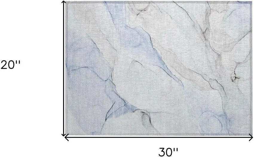 Ivory Blue and Gray Abstract Washable Non Skid Indoor Outdoor Area Rug Photo 3