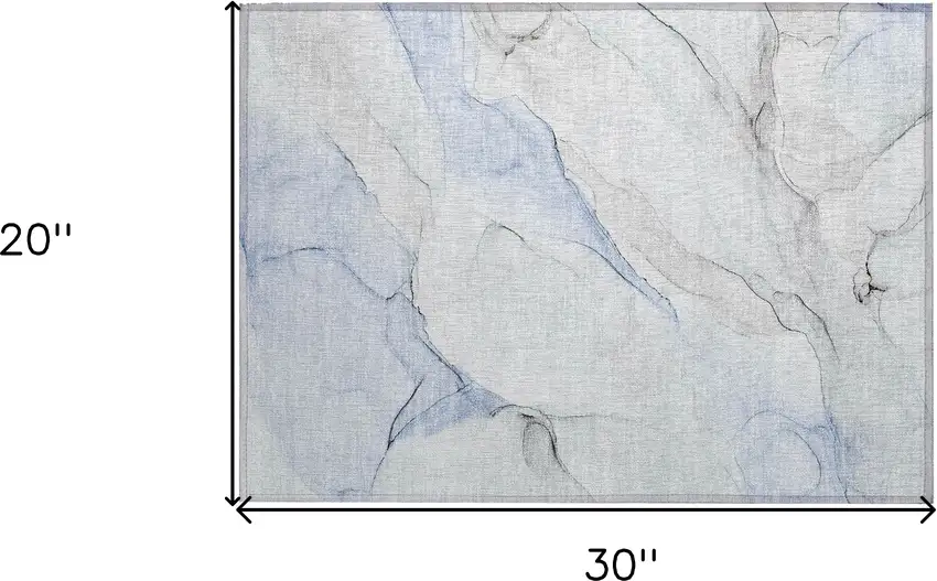 Ivory Blue and Gray Abstract Washable Non Skid Indoor Outdoor Area Rug Photo 3