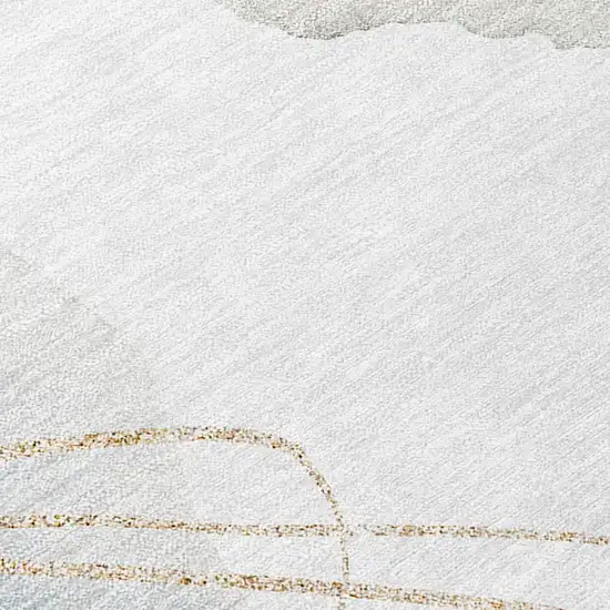 Ivory Blue And Gray Abstract Washable Indoor Outdoor Area Rug Photo 8