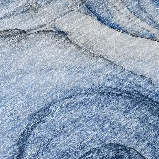 Ivory Blue And Gray Abstract Washable Indoor Outdoor Area Rug Photo 8