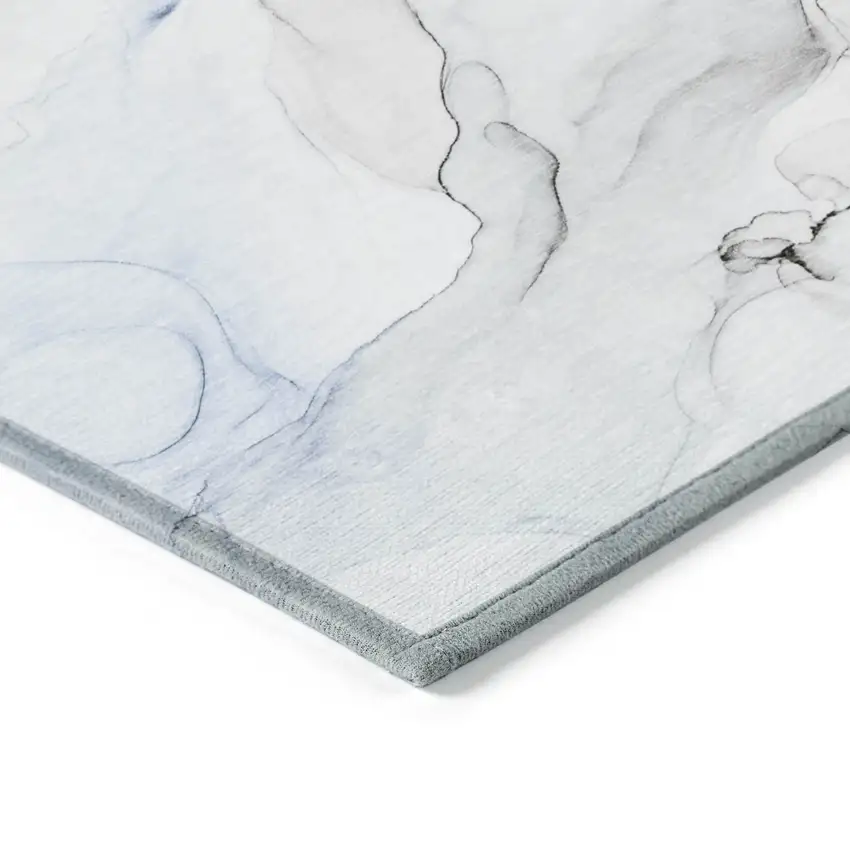 Ivory Blue and Gray Abstract Washable Non Skid Indoor Outdoor Area Rug Photo 7