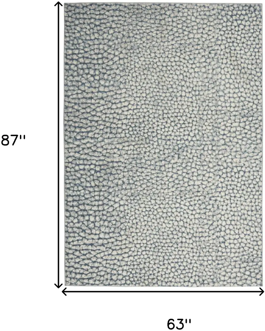 Ivory Blue and Gray Animal Print Power Loom Area Rug Photo 3