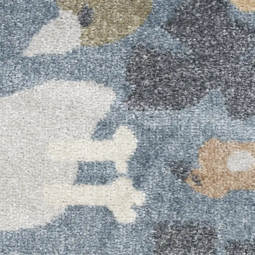 Ivory Blue and Gray Animal Print Power Loom Washable Area Rug Photo 2
