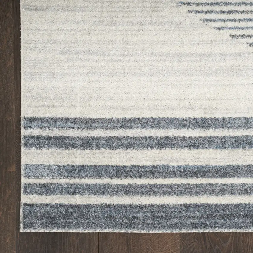Ivory Blue and Gray Animal Print Power Loom Washable Area Rug Photo 4