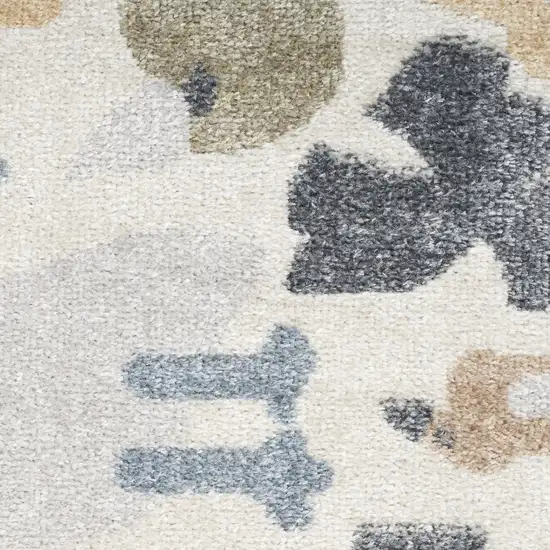 5' X 7' Ivory Blue and Gray Animal Print Washable Area Rug Photo 3