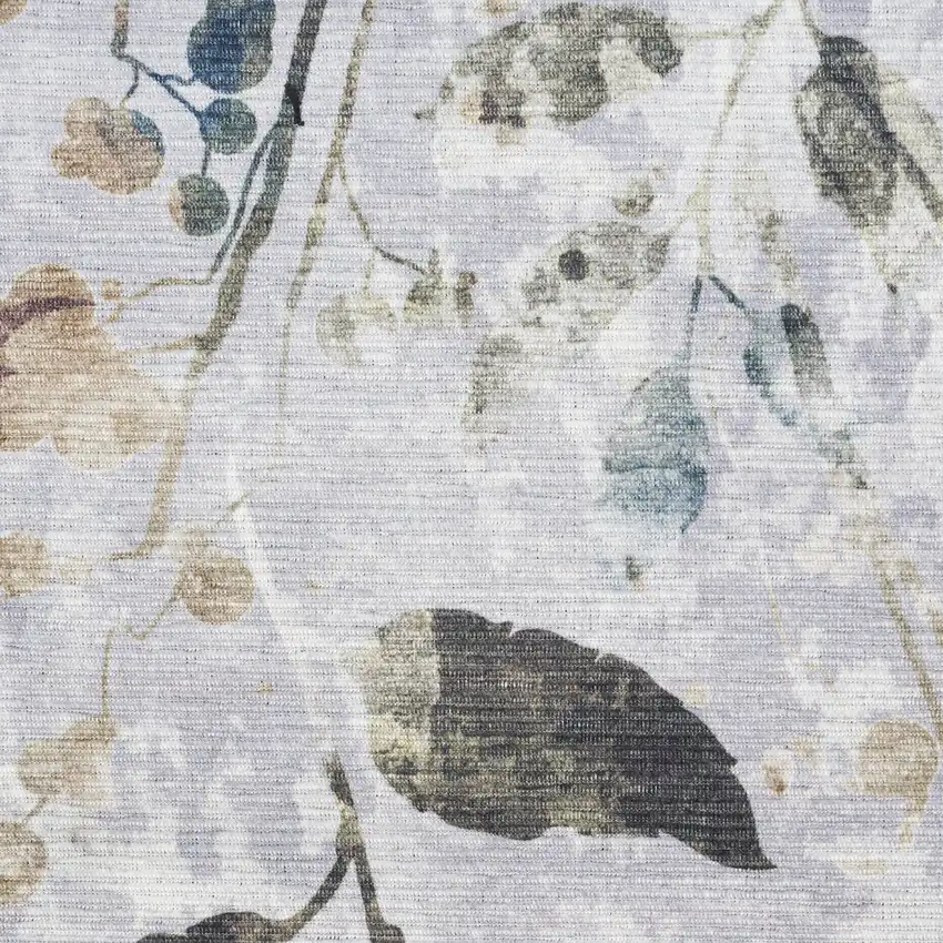 5' X 7' Ivory Blue and Gray Floral Power Loom Washable Non Skid Area Rug Photo 3