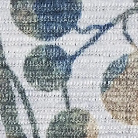 Ivory Blue and Gray Floral Power Loom Washable Non Skid Area Rug Photo 3