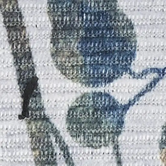 Ivory Blue and Gray Floral Power Loom Washable Non Skid Area Rug Photo 3