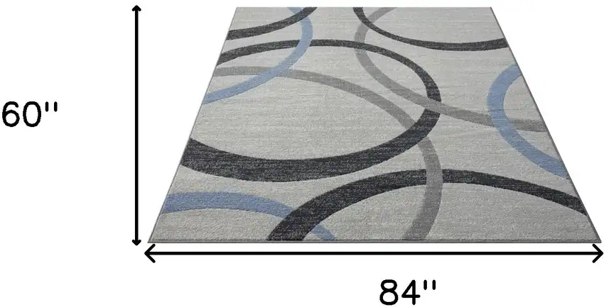 Ivory Blue and Gray Geometric Area Rug Photo 2