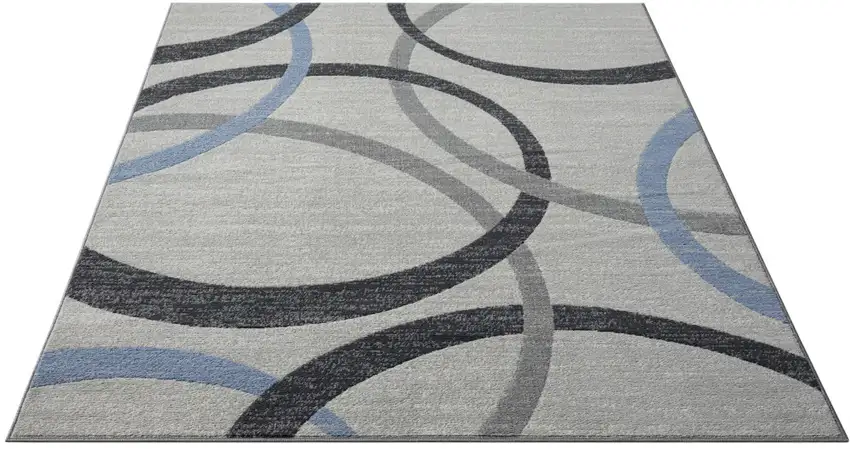 Ivory Blue and Gray Geometric Area Rug Photo 7