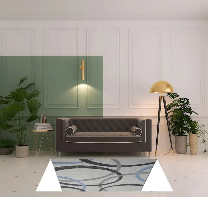 Ivory Blue and Gray Geometric Area Rug Photo 8
