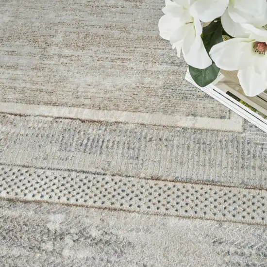 Ivory Blue and Gray Geometric Non Skid Area Rug Photo 9
