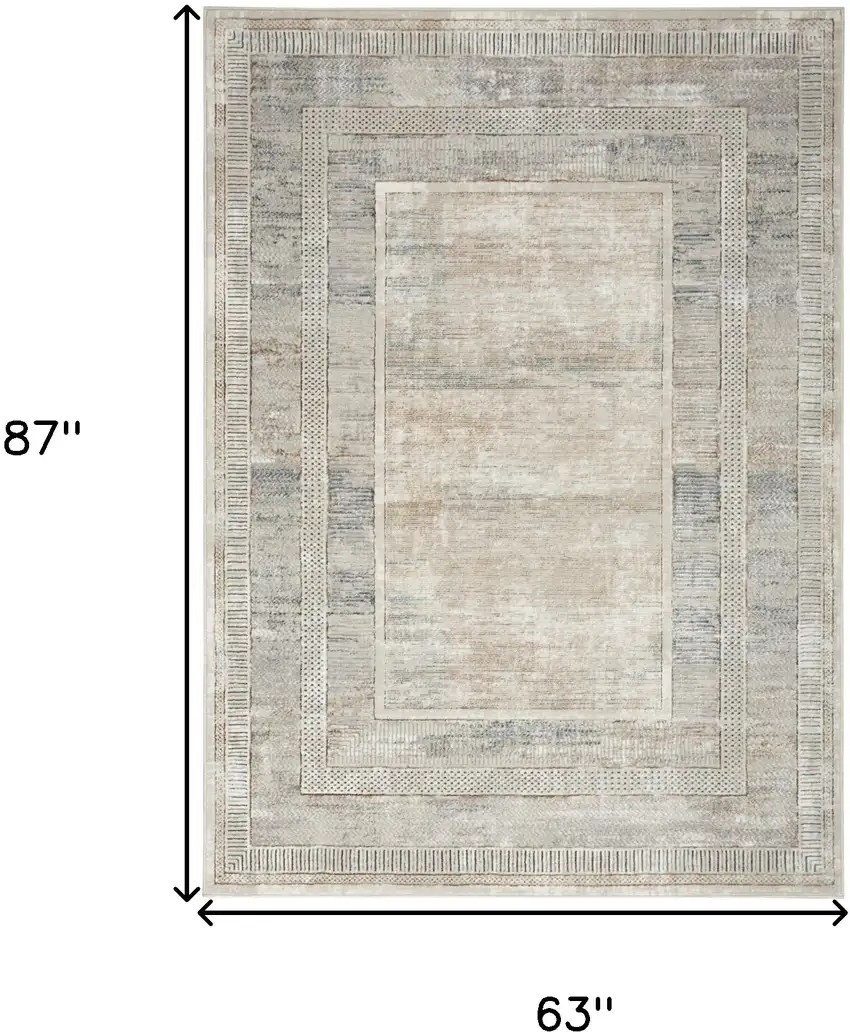 Ivory Blue and Gray Geometric Non Skid Area Rug Photo 3