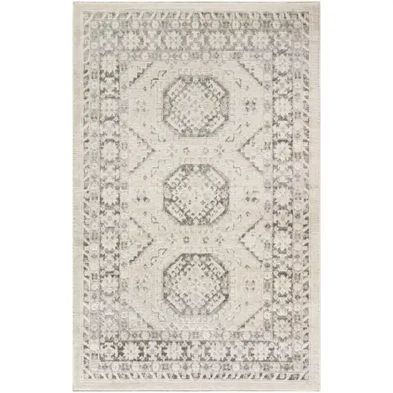 Ivory Blue and Gray Geometric Non Skid Area Rug Photo 6