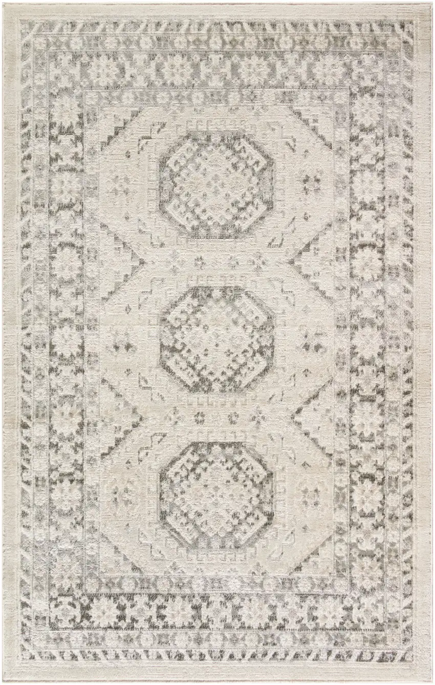 Ivory Blue and Gray Geometric Non Skid Area Rug Photo 6