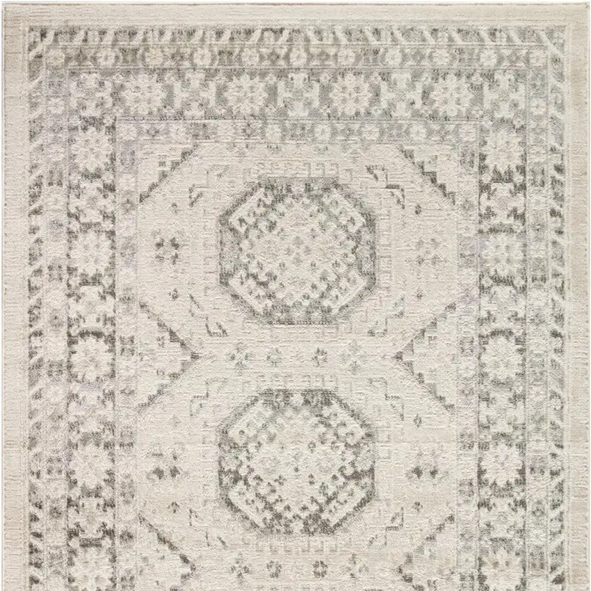 Ivory Blue and Gray Geometric Non Skid Area Rug Photo 1