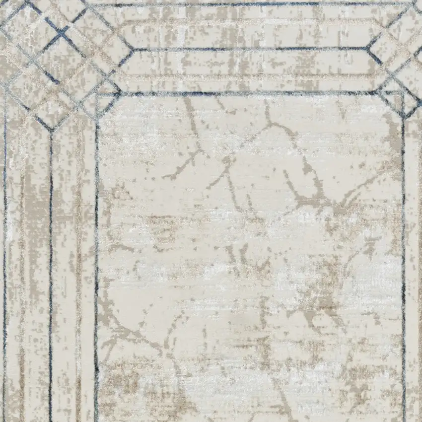 Ivory Blue and Gray Geometric Non Skid Area Rug Photo 5