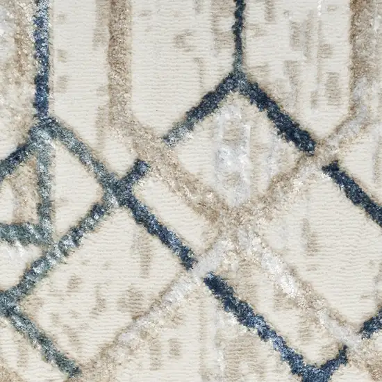 Ivory Blue and Gray Geometric Non Skid Area Rug Photo 3