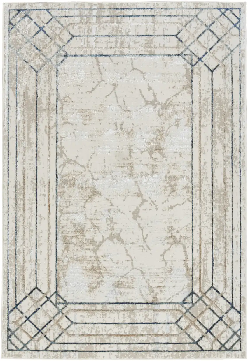 Ivory Blue and Gray Geometric Non Skid Area Rug Photo 2