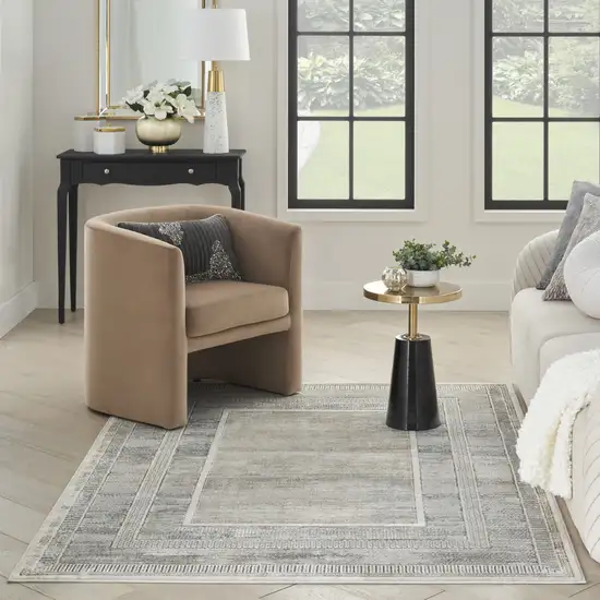 Ivory Blue and Gray Geometric Non Skid Area Rug Photo 5