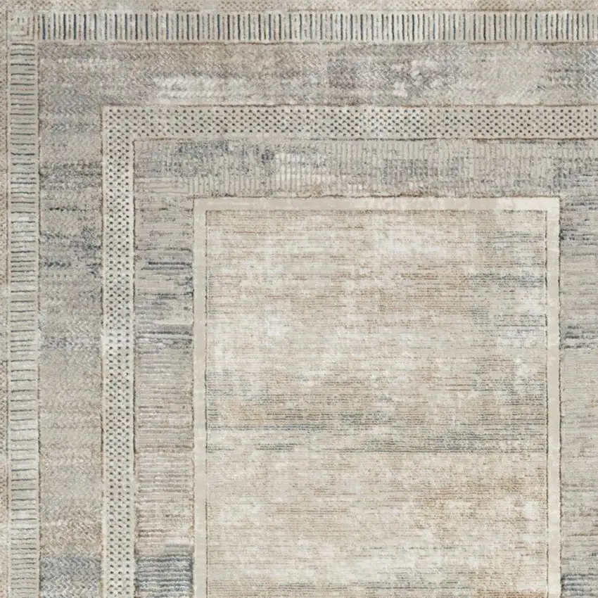 Ivory Blue and Gray Geometric Non Skid Area Rug Photo 6