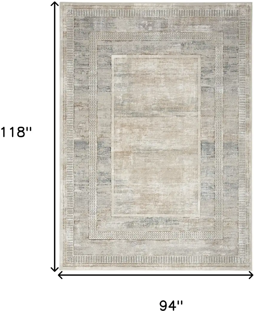 Ivory Blue and Gray Geometric Non Skid Area Rug Photo 3