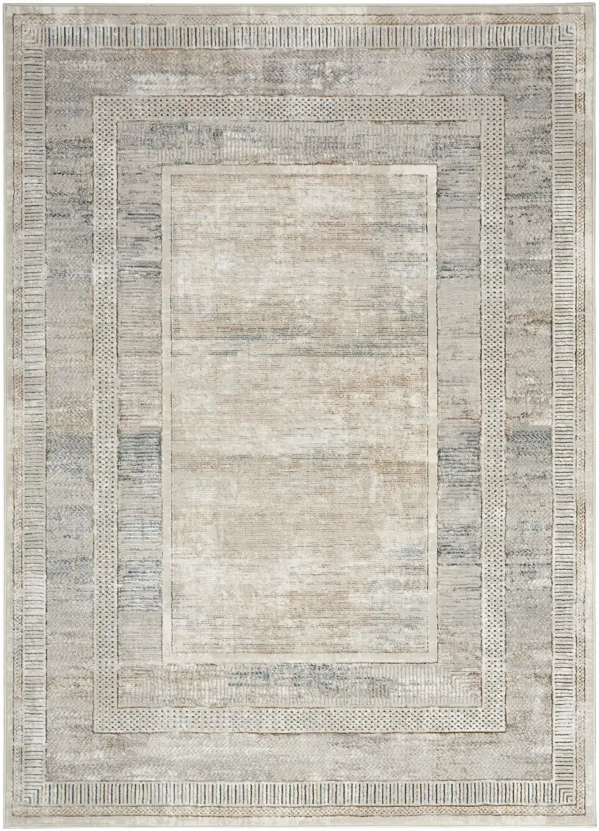 Ivory Blue and Gray Geometric Non Skid Area Rug Photo 5