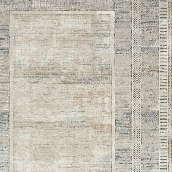 Ivory Blue and Gray Geometric Non Skid Area Rug Photo 3