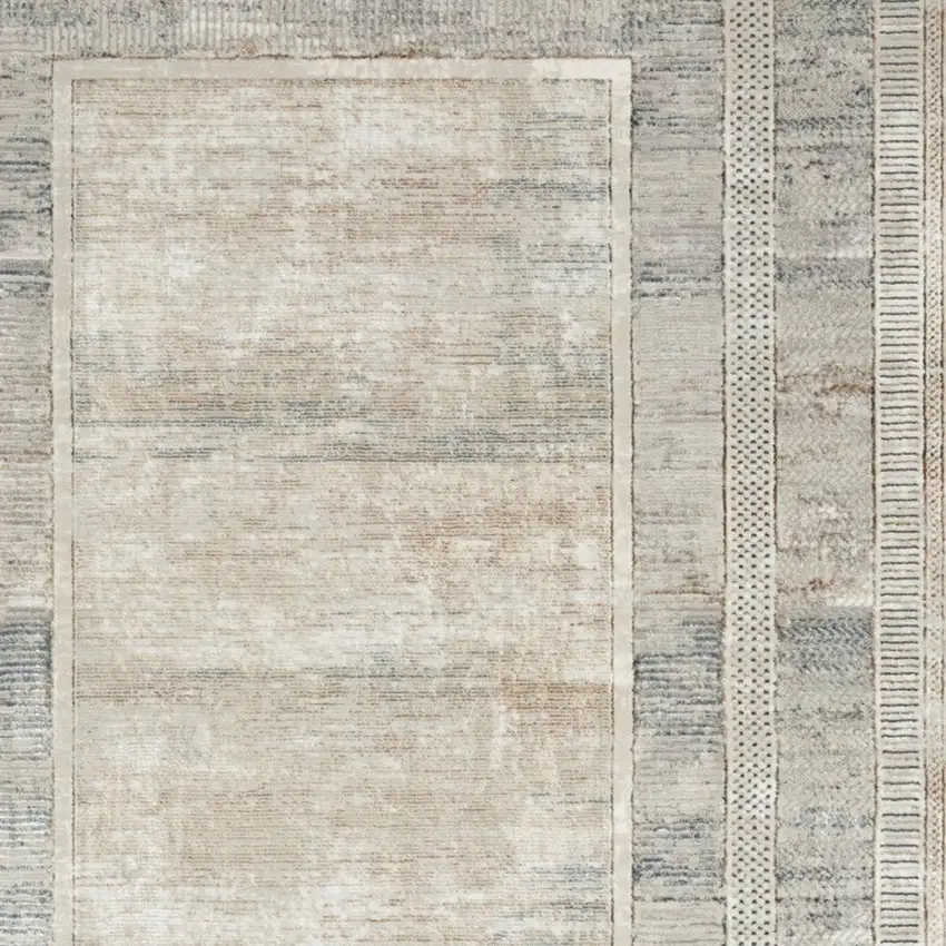 Ivory Blue and Gray Geometric Non Skid Area Rug Photo 3