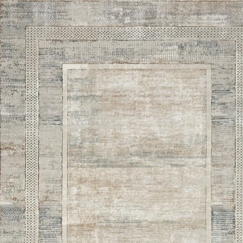 Ivory Blue and Gray Geometric Non Skid Area Rug Photo 7
