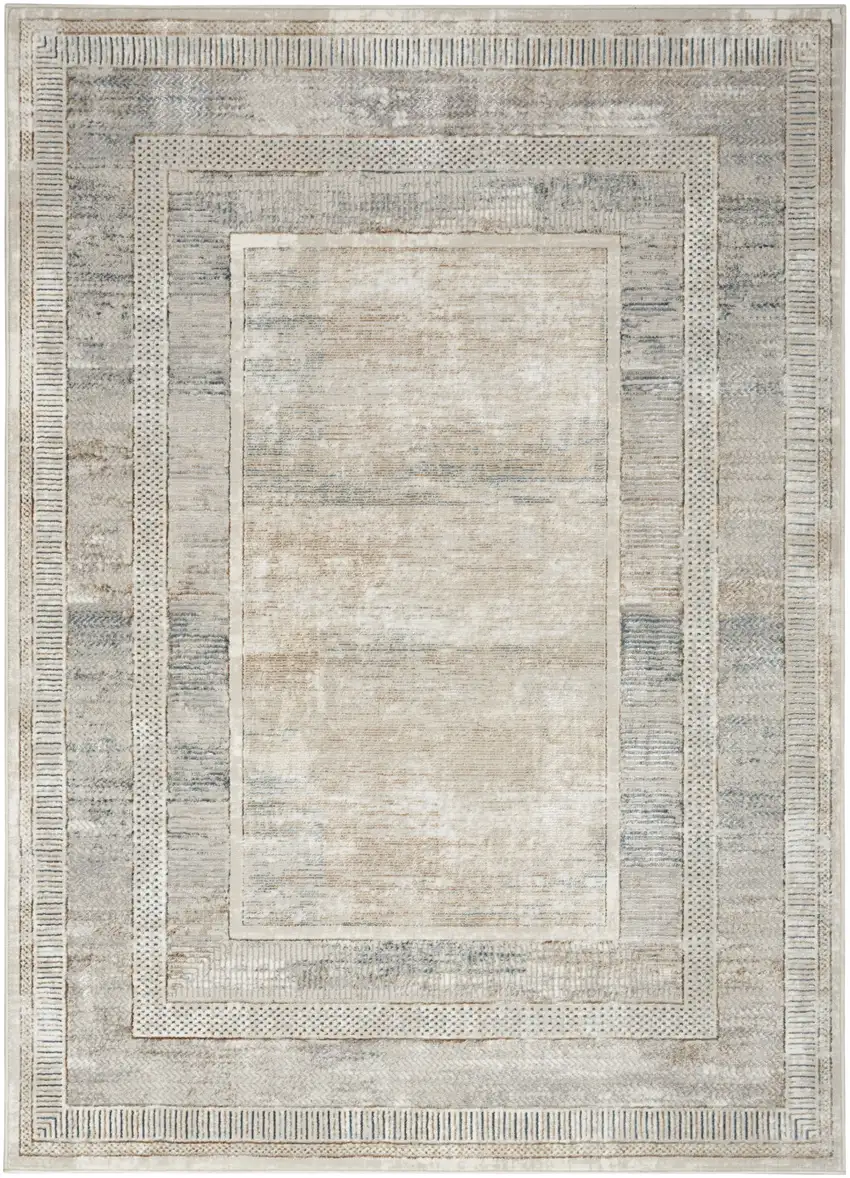 Ivory Blue and Gray Geometric Non Skid Area Rug Photo 2