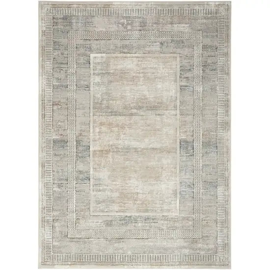 Ivory Blue and Gray Geometric Non Skid Area Rug Photo 1