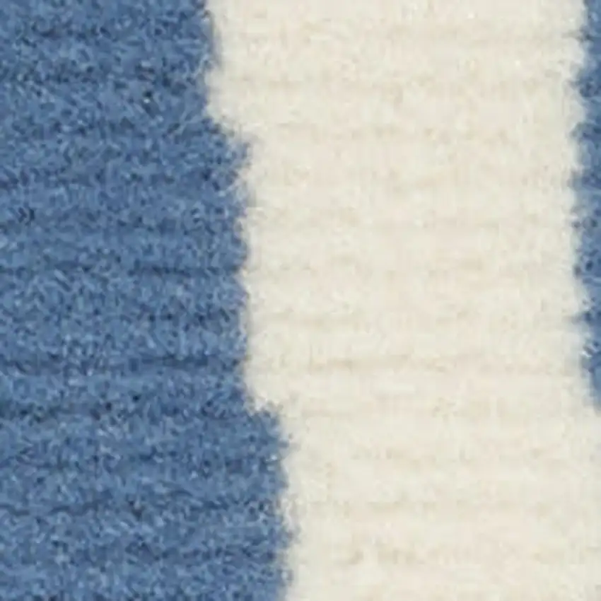 10' Ivory Blue And Gray Geometric Runner Rug Photo 1