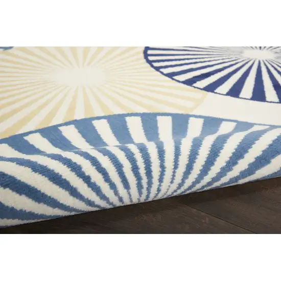 12' Ivory Blue And Gray Geometric Runner Rug Photo 8