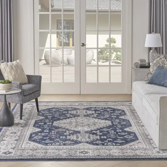 Blue And Gray Medallion Area Rug Photo 6