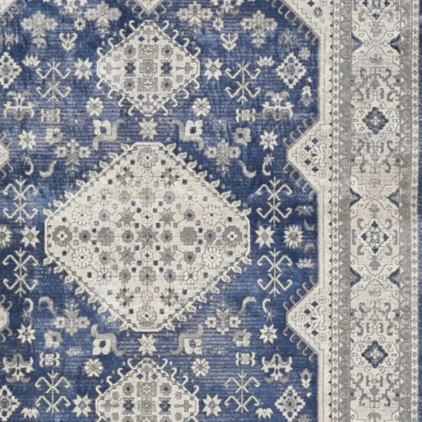 Blue And Gray Medallion Area Rug Photo 3
