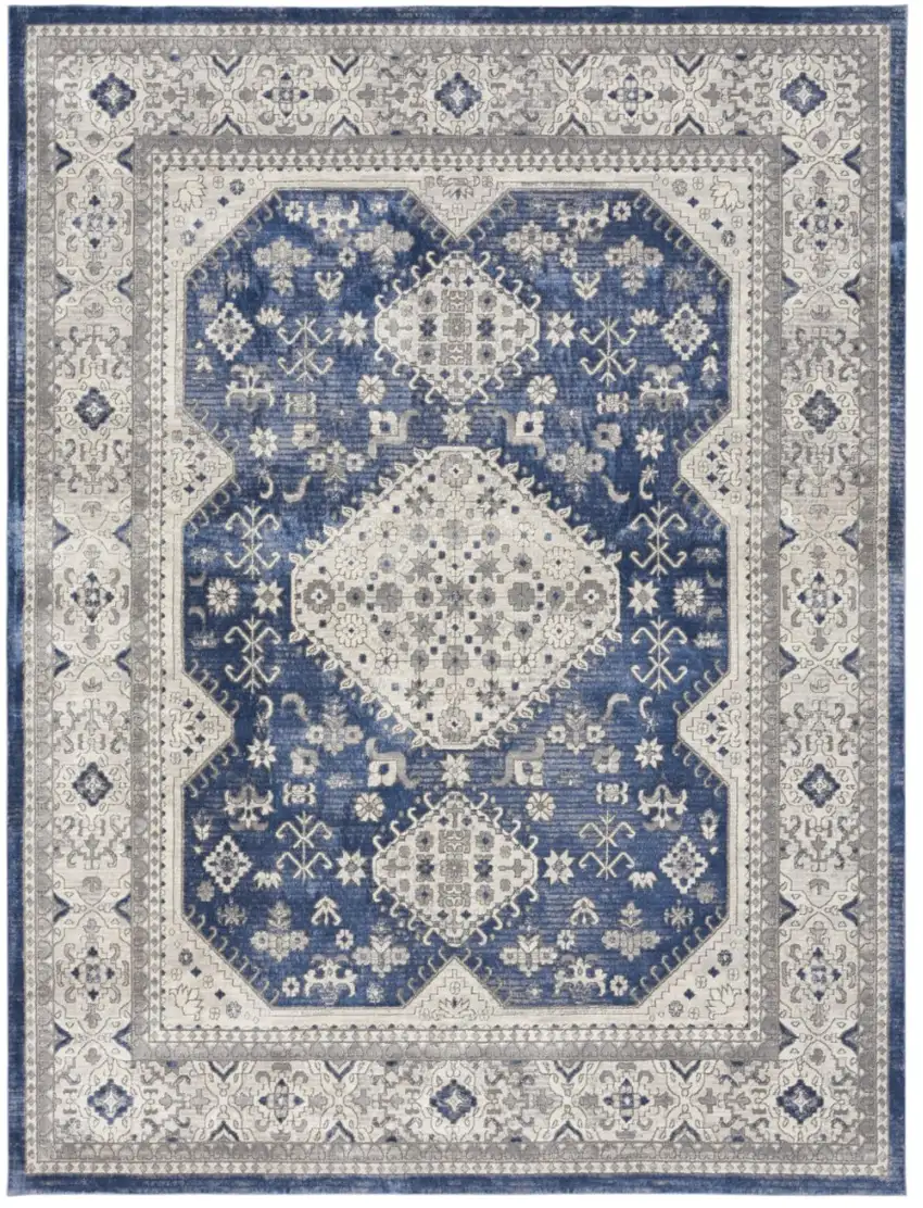 Blue And Gray Medallion Area Rug Photo 1