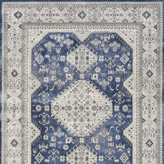 Blue And Gray Medallion Area Rug Photo 4