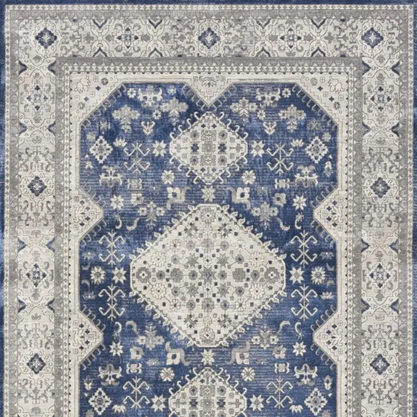 Blue And Gray Medallion Area Rug Photo 4