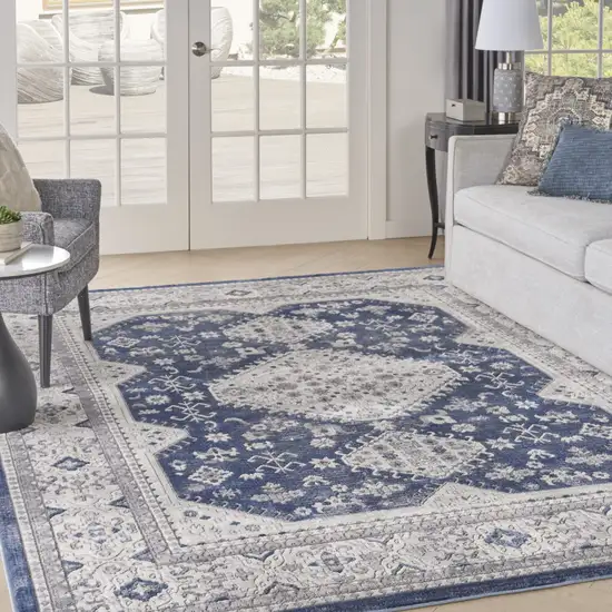 Blue And Gray Medallion Area Rug Photo 5