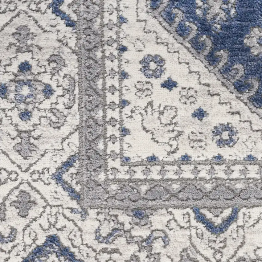 Blue And Gray Medallion Area Rug Photo 8